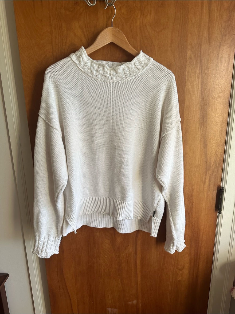 Women's Holebrook Sweden White Ruffle-Trim mock neck Sweater